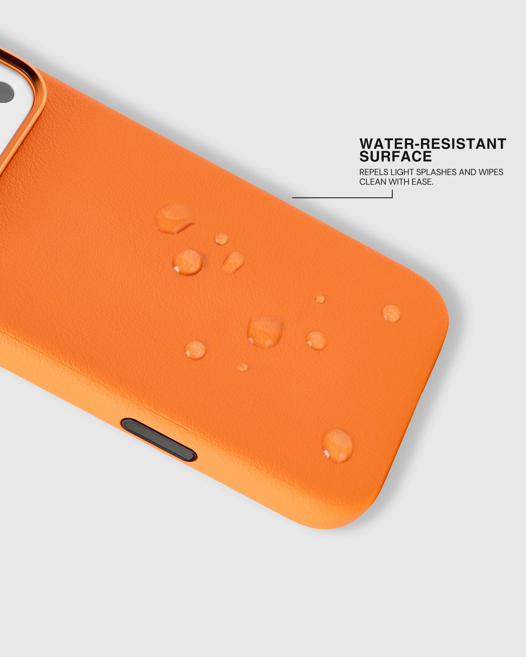 BEZEL LEATHER PHONE CASE — ORANGE