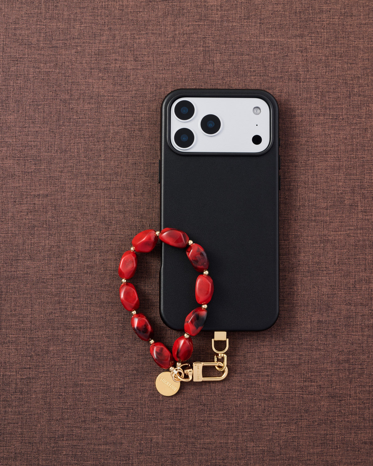 RUBY SMOKE AGATE PHONE STRAP