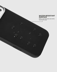 BEZEL LEATHER PHONE CASE — BLACK