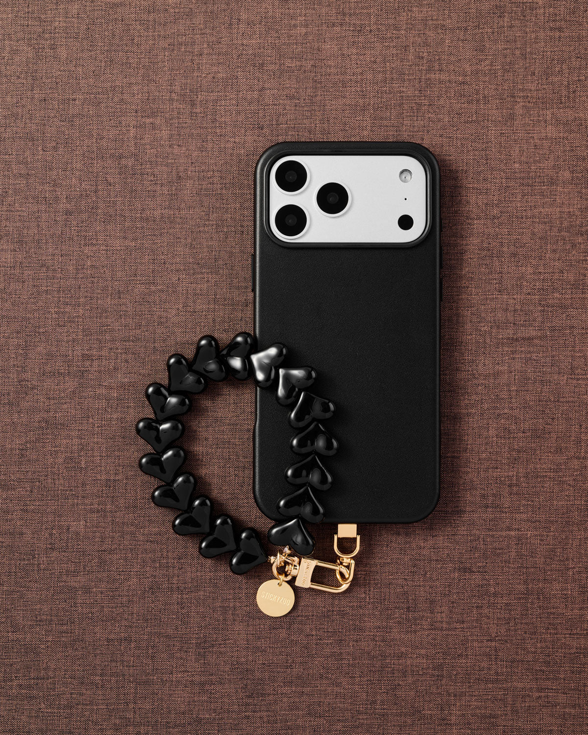 BLACK HEART PHONE STRAP