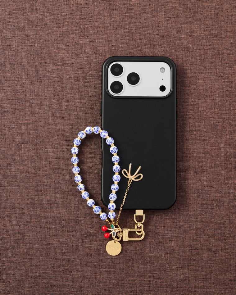 PORCELAIN CHERRY CHARM PHONE STRAP