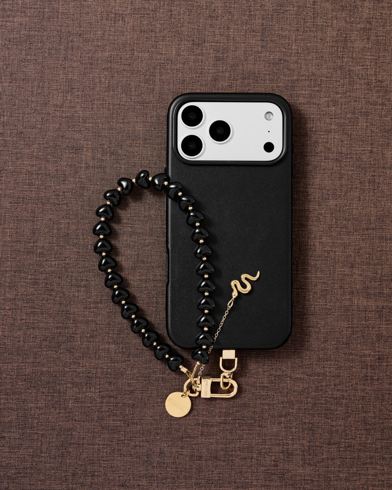 NOIR SNAKE HEART PHONE STRAP