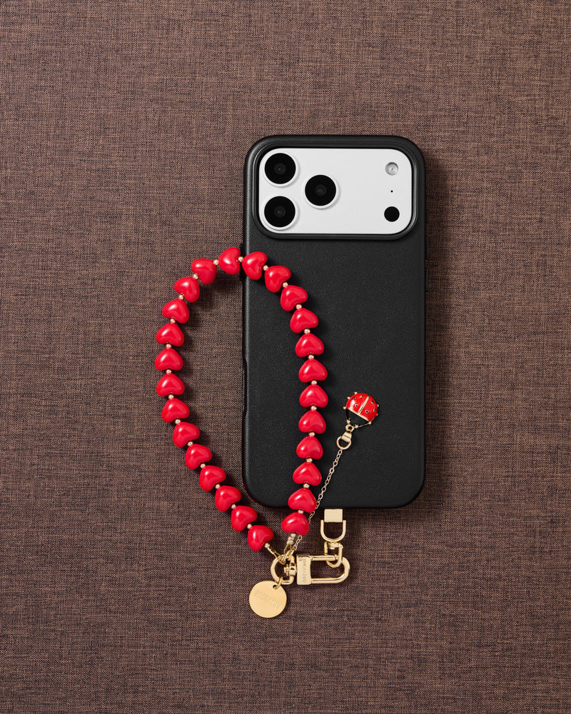 CRIMSON LADYBUG HEART STRAP NG TELEPONO  
