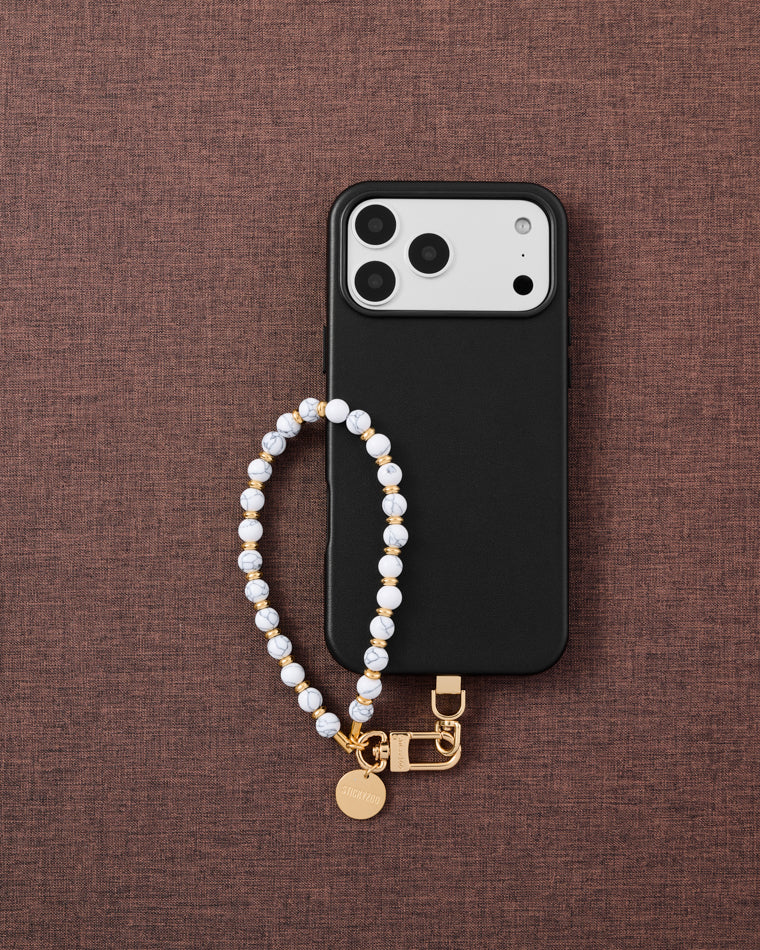 WHITE MARBLE ORBIT PHONE STRAP