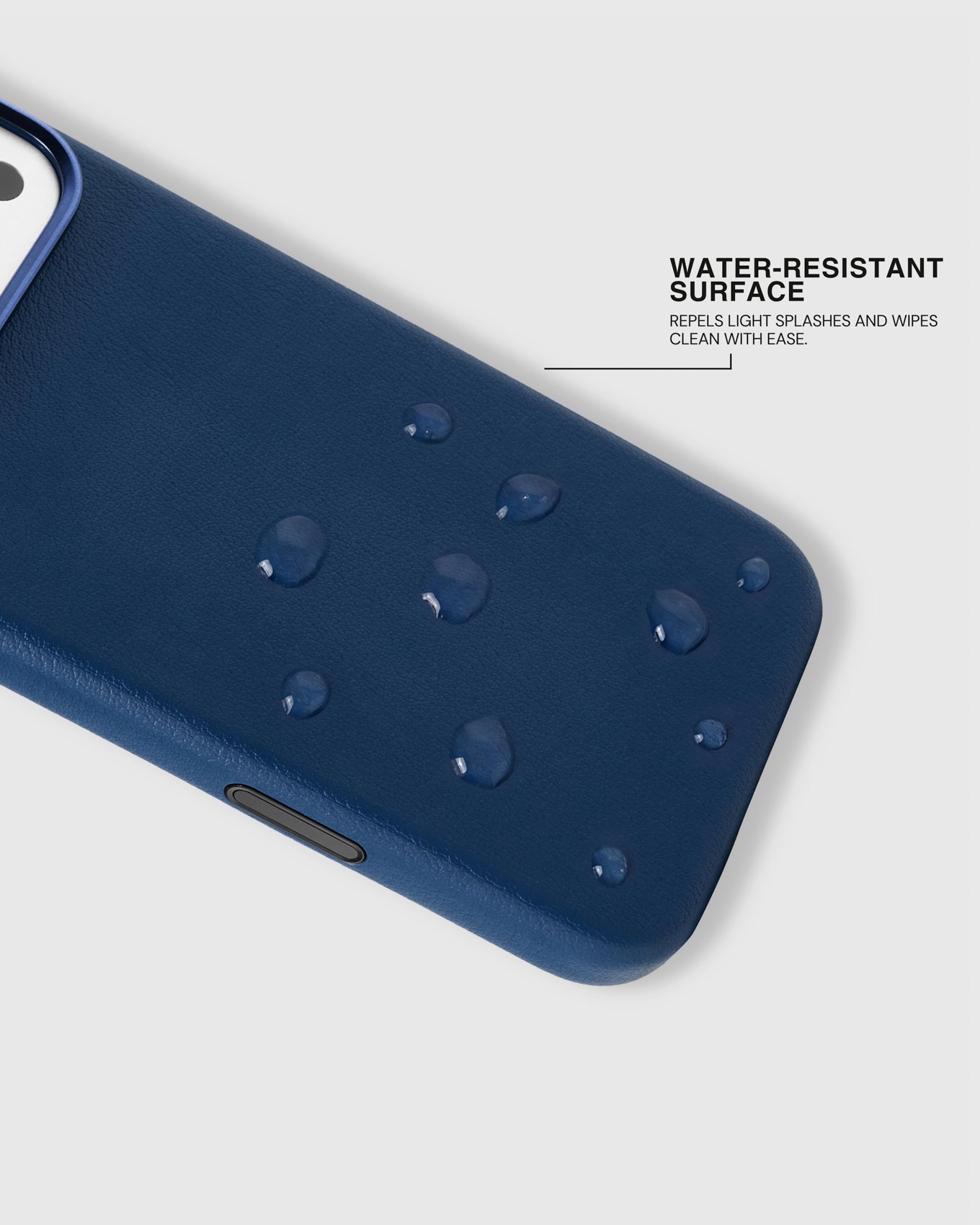 BEZEL LEATHER PHONE CASE — NAVY