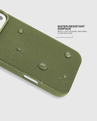 TEXTURED LEATHER CASE — OLIVE