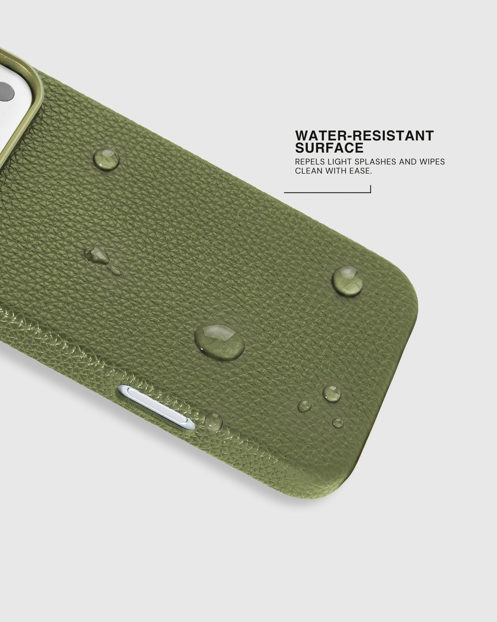 TEXTURED LEATHER CASE — OLIVE