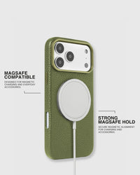 TEXTURED LEATHER CASE — OLIVE