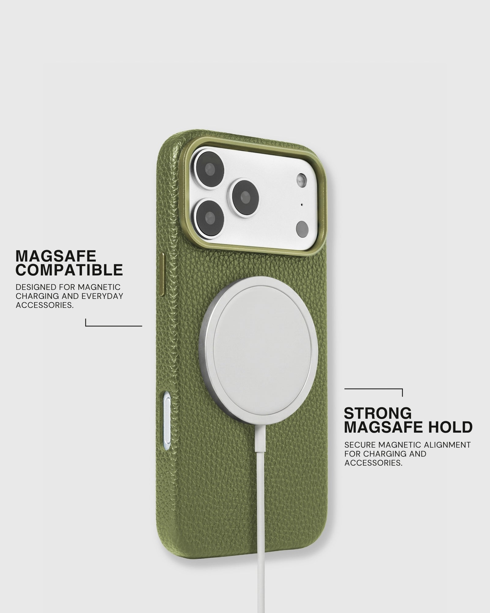 TEXTURED LEATHER CASE — OLIVE