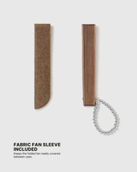 Fabric storage sleeve included with the espresso folding hand fan