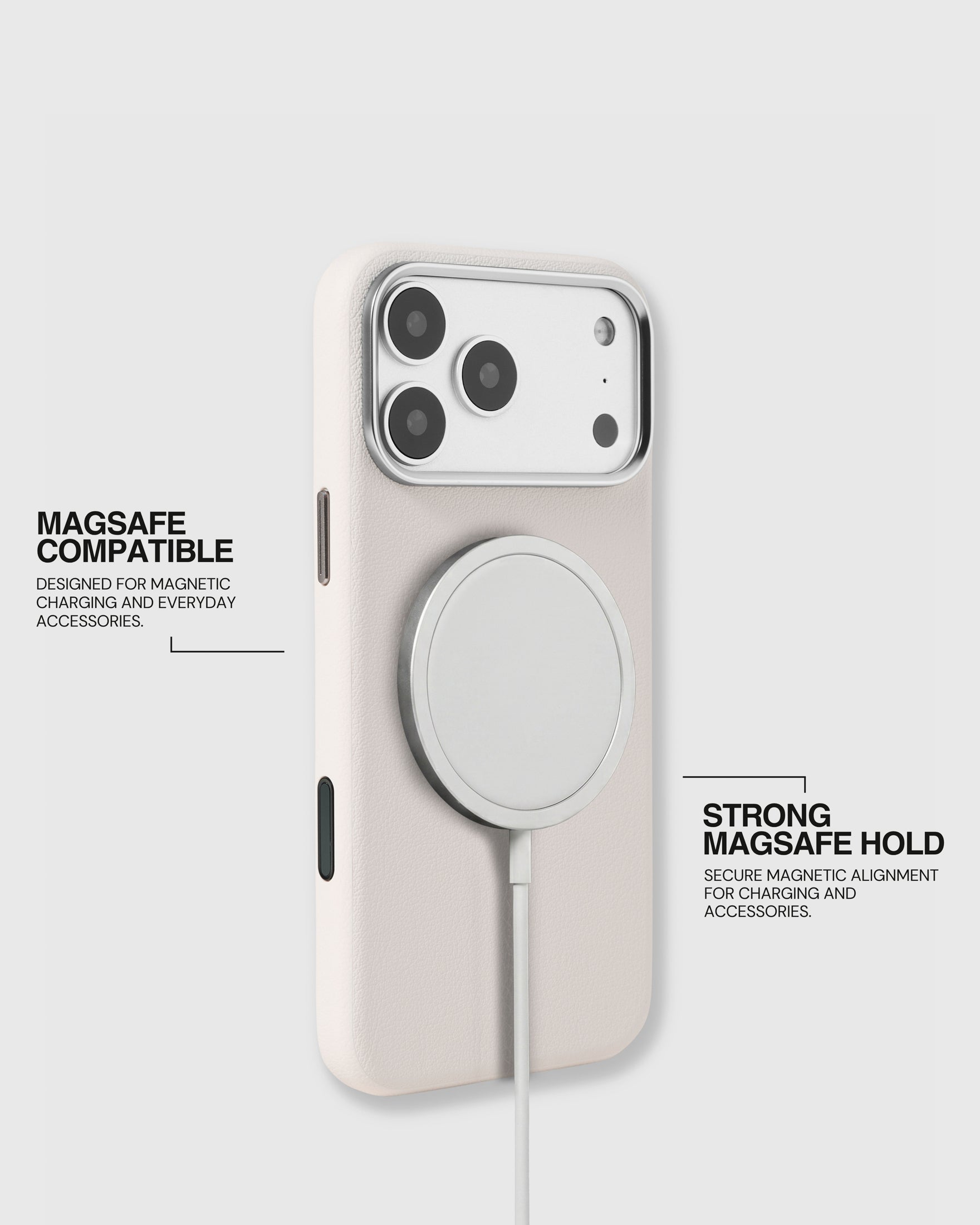 BEZEL LEATHER PHONE CASE — WHITE