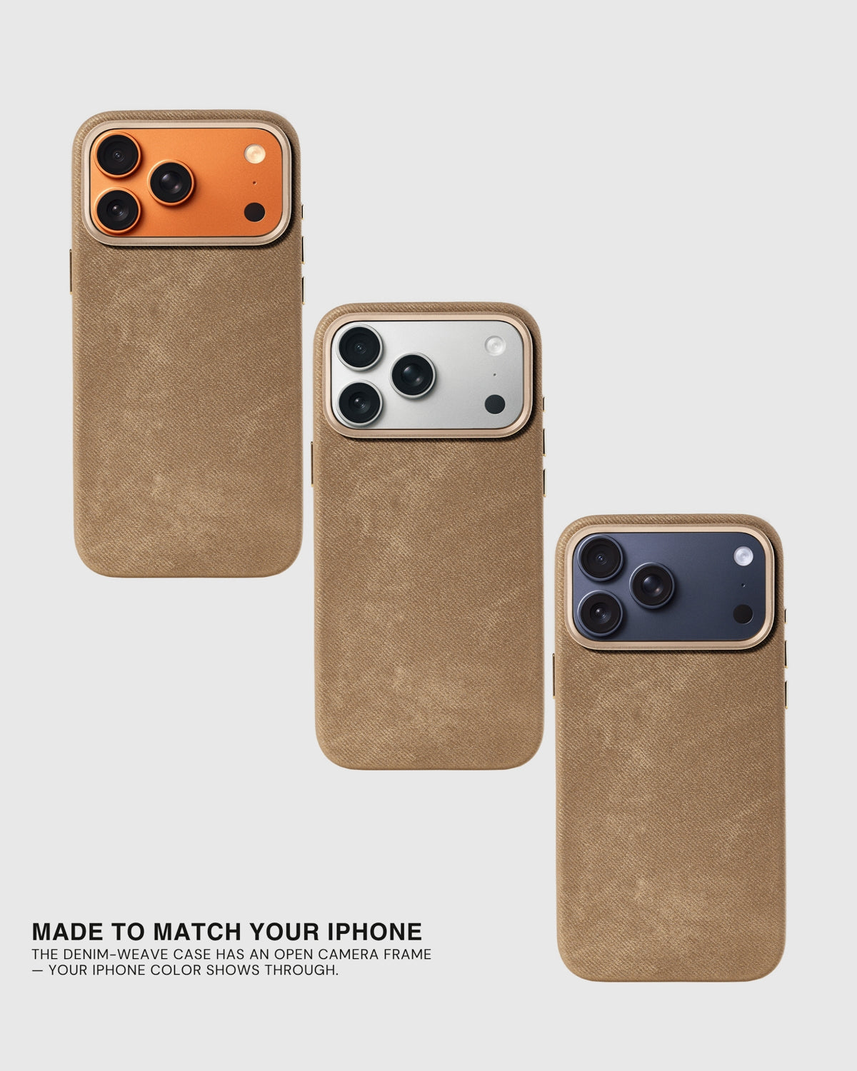DENIM PHONE CASE — TAN