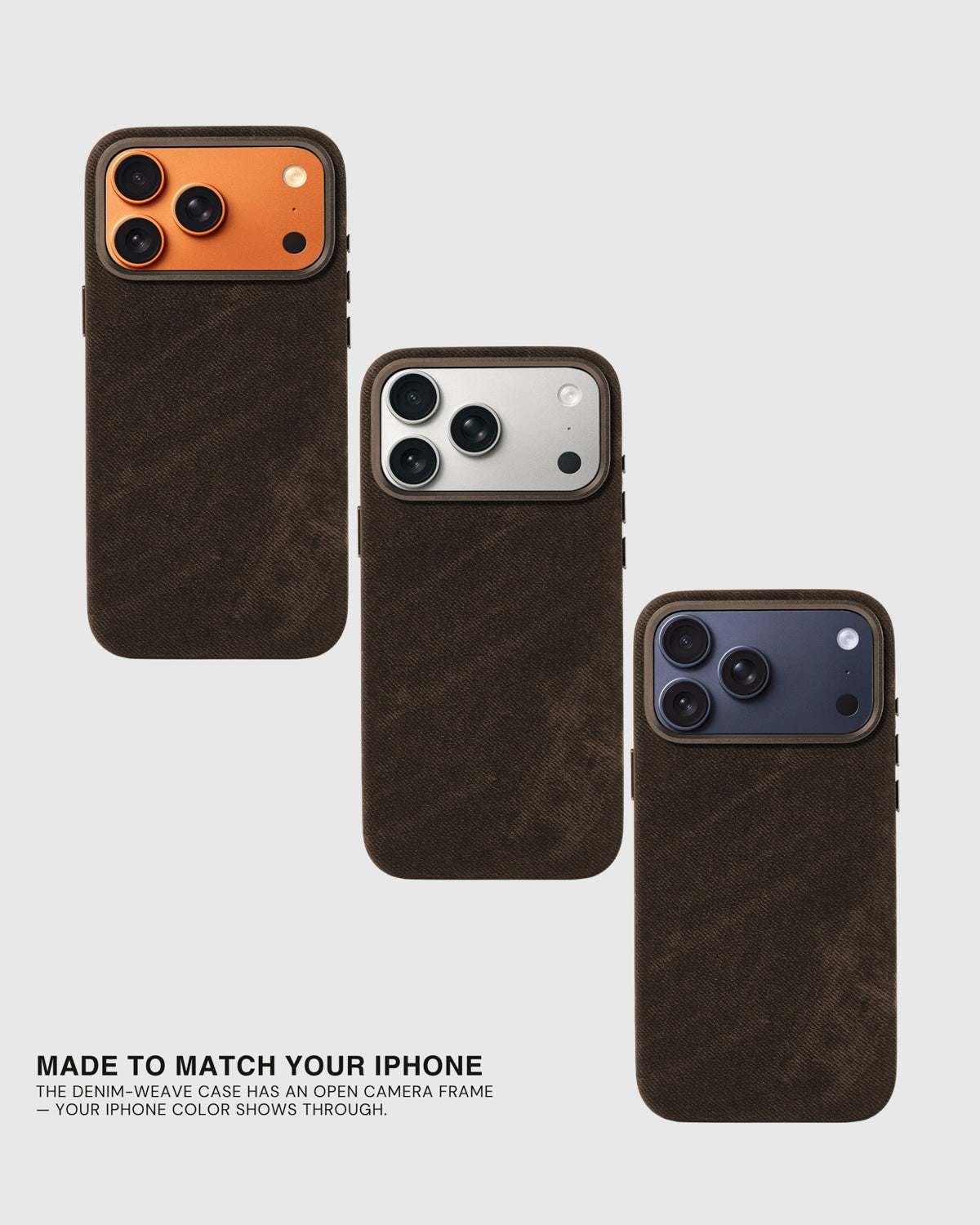 DENIM PHONE CASE — BROWN