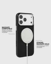 BEZEL LEATHER PHONE CASE — BLACK