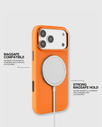 BEZEL LEATHER PHONE CASE — ORANGE