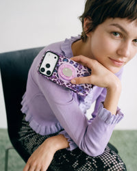 VIOLET LEOPARD MIRROR PHONE CASE