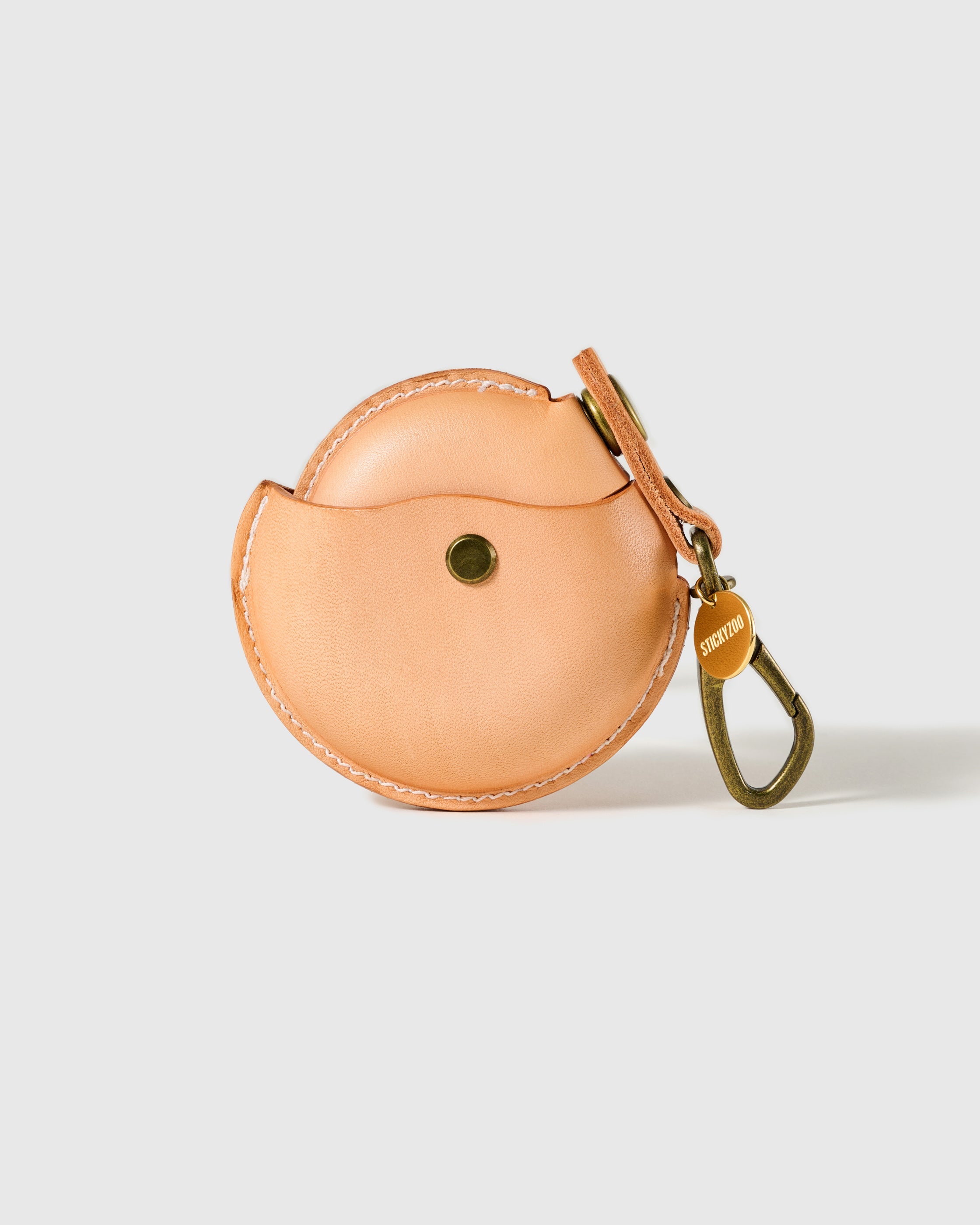 Natural STICKYZOO Wave Pocket AirPods Case with antique-tone clip