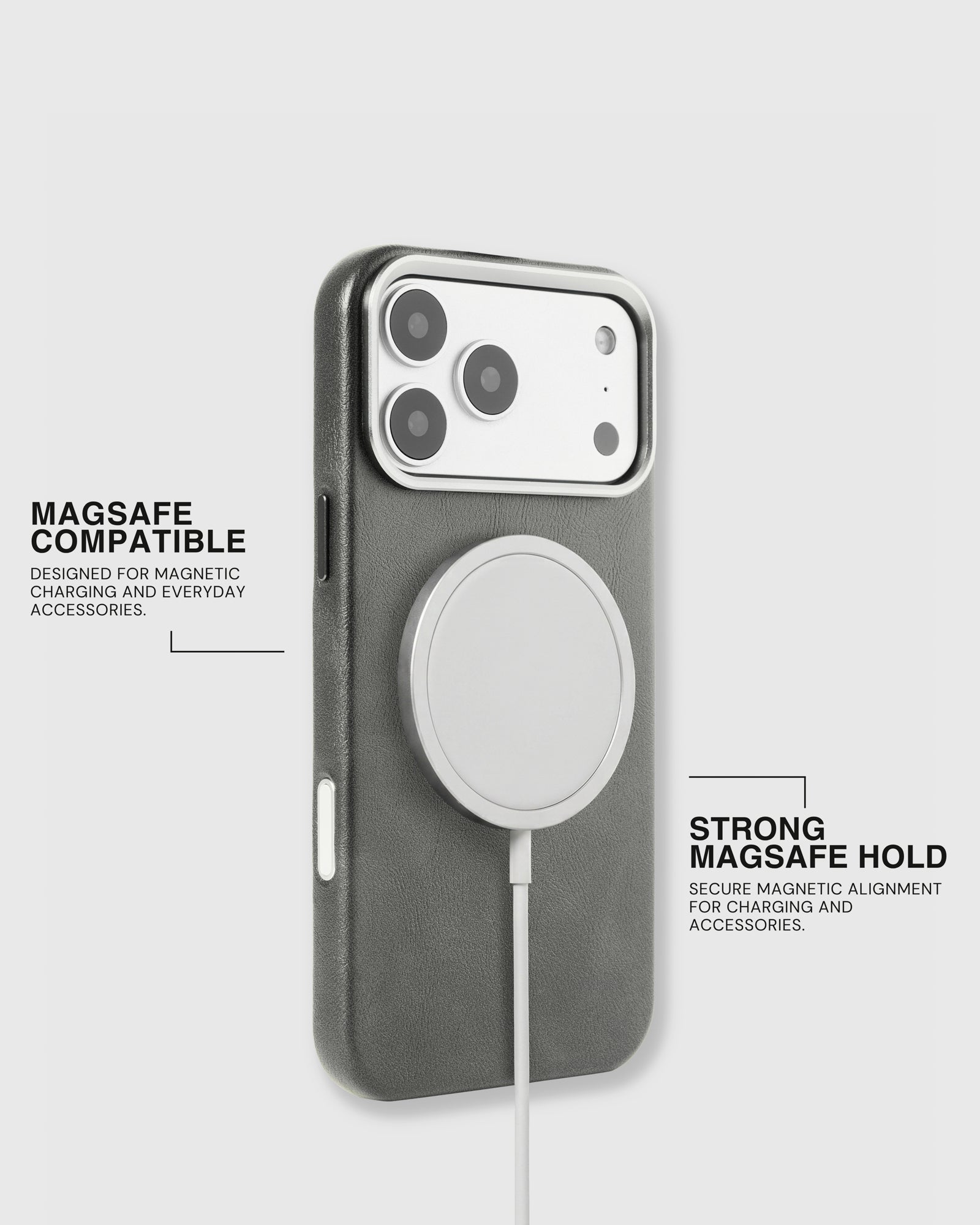 VINTAGE LEATHER NA CASE NG TELEPONO — GREY