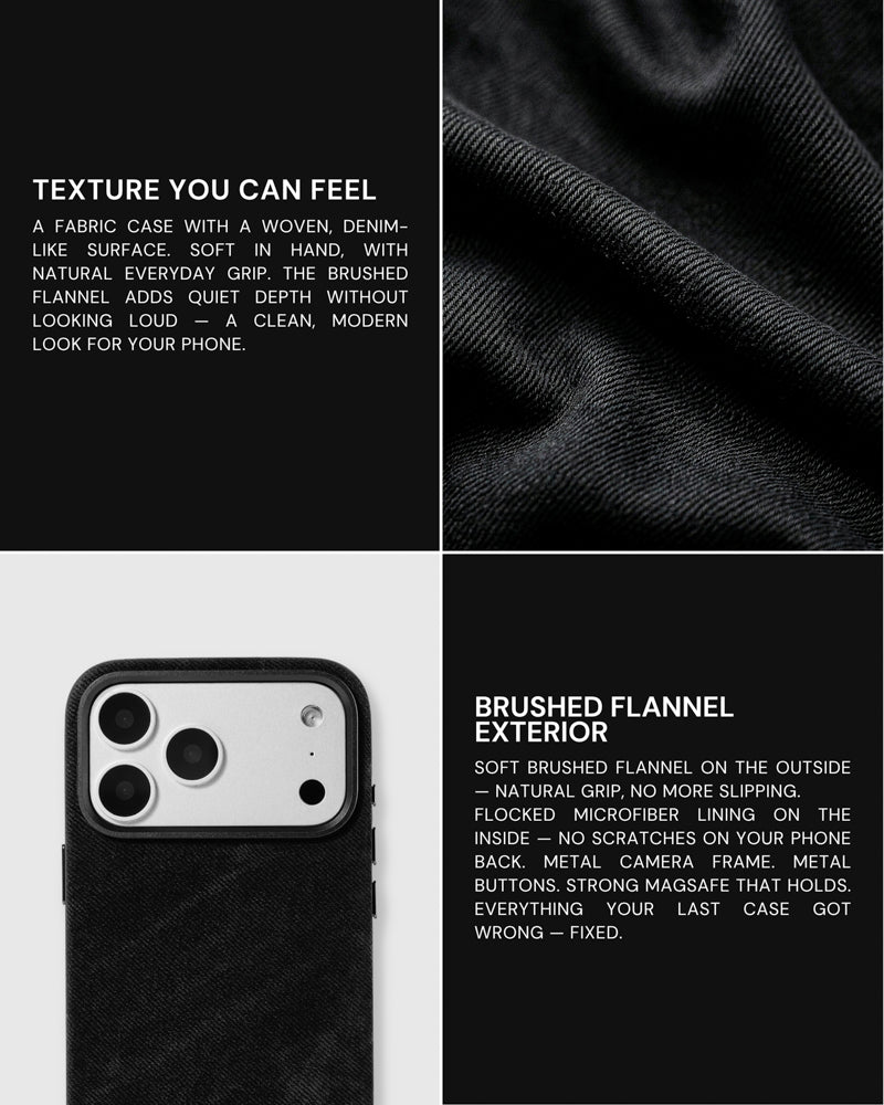 DENIM PHONE CASE — BLACK