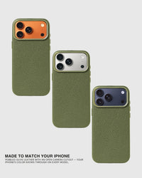 TEXTURED LEATHER CASE — OLIVE