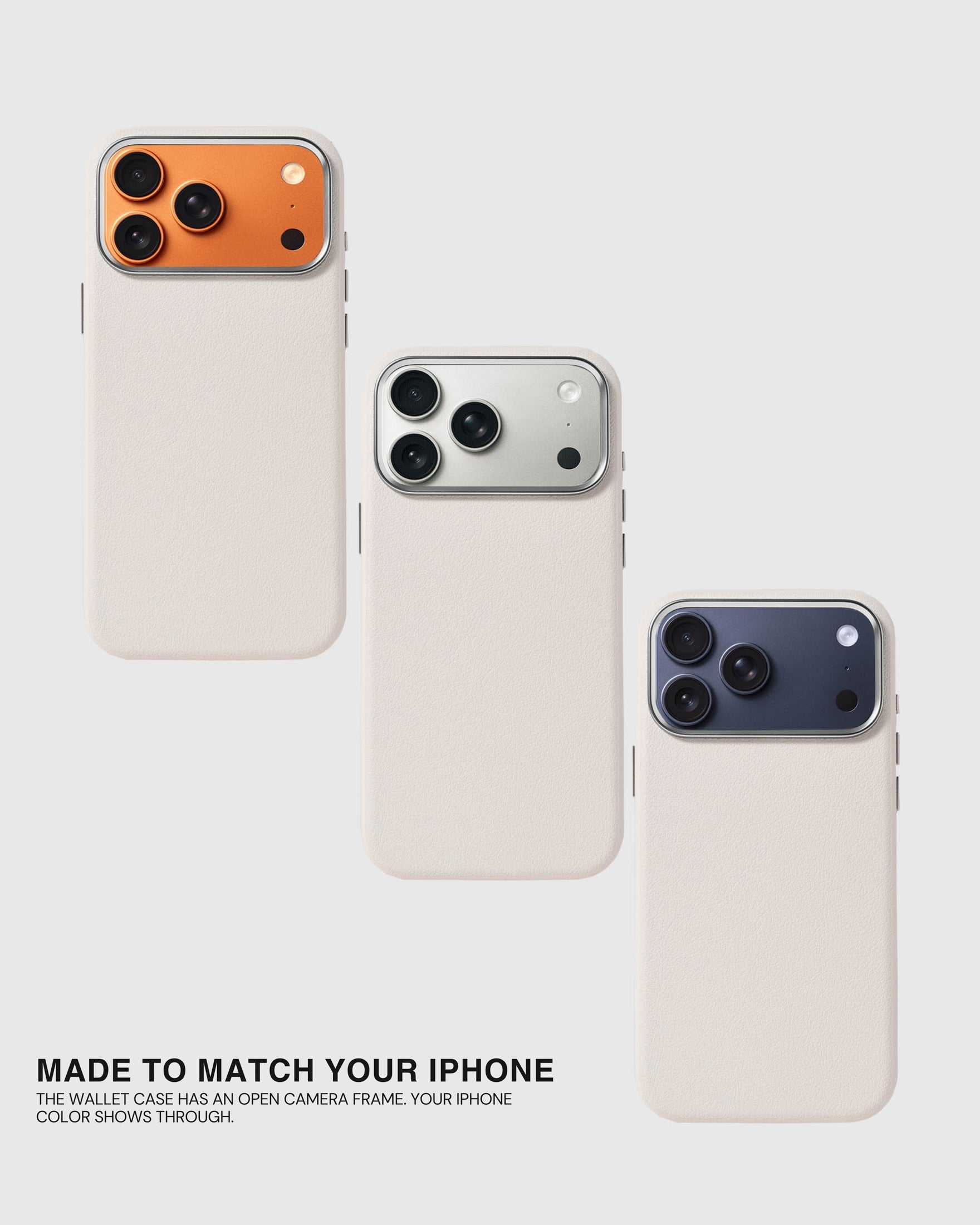 BEZEL LEATHER PHONE CASE — WHITE