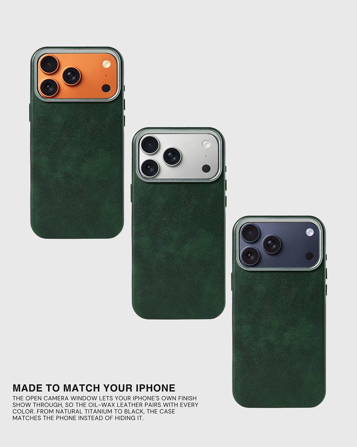VINTAGE LEATHER PHONE CASE — GREEN