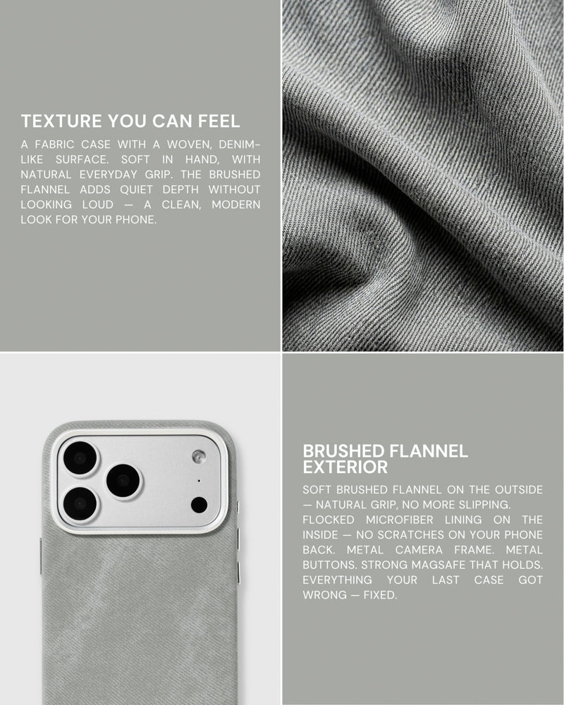 DENIM PHONE CASE — GREY
