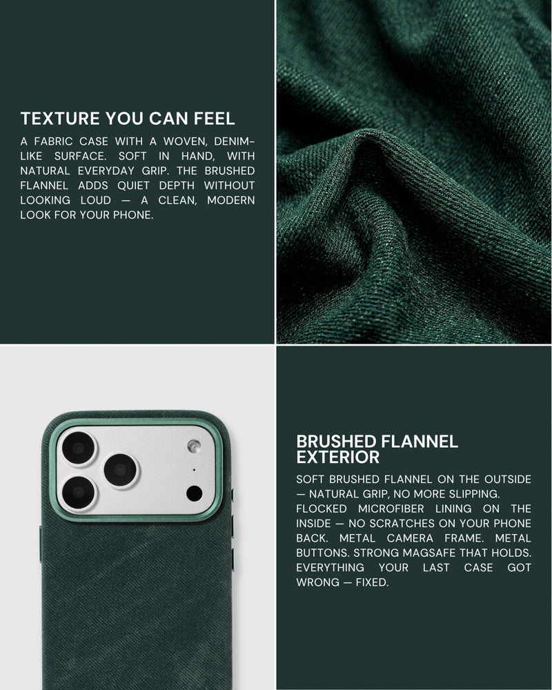 DENIM PHONE CASE — GREEN
