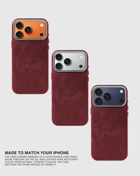 VINTAGE LEATHER NA CASE NG TELEPONO — WINE RED