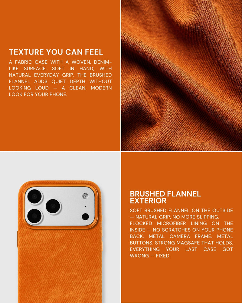 DENIM PHONE CASE — ORANGE
