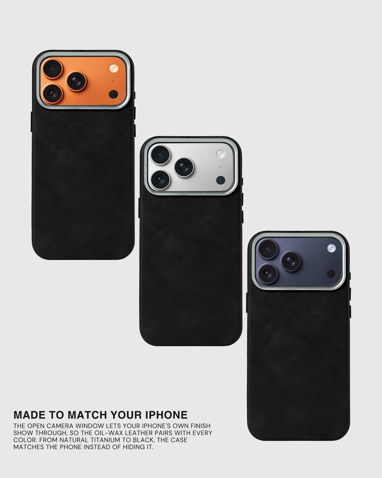 VINTAGE LEATHER NA CASE NG TELEPONO — BLACK