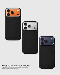 BEZEL LEATHER PHONE CASE — BLACK
