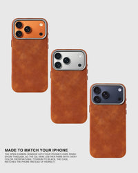VINTAGE LEATHER NA CASE NG TELEPONO — BROWN