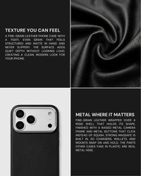 BEZEL LEATHER PHONE CASE — BLACK