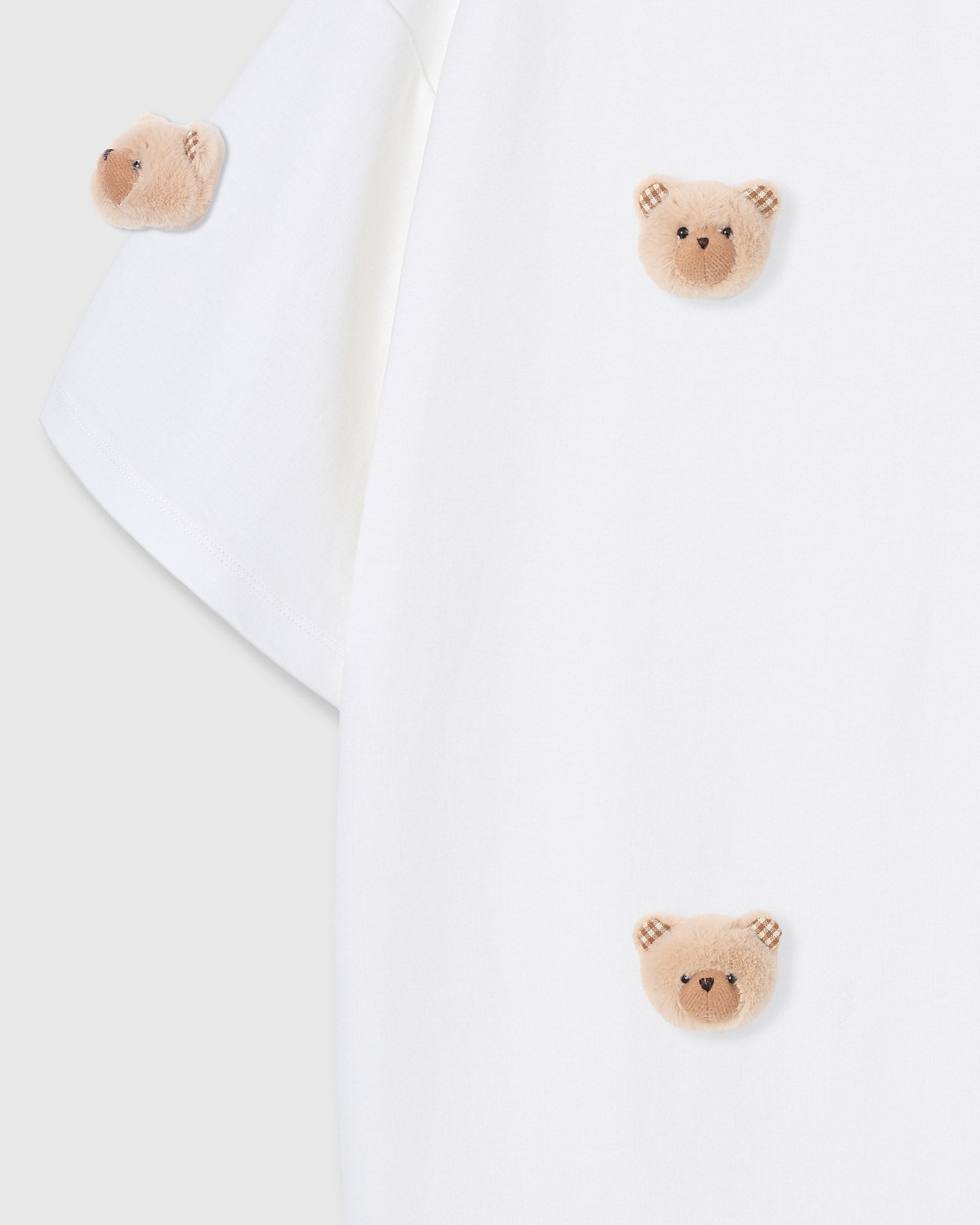 KHAKI TEDDY CHECK-EAR CHARM T-SHIRT