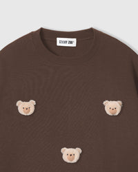 KHAKI TEDDY CHECK-EAR NA PALAMUT NA T-SHIRT