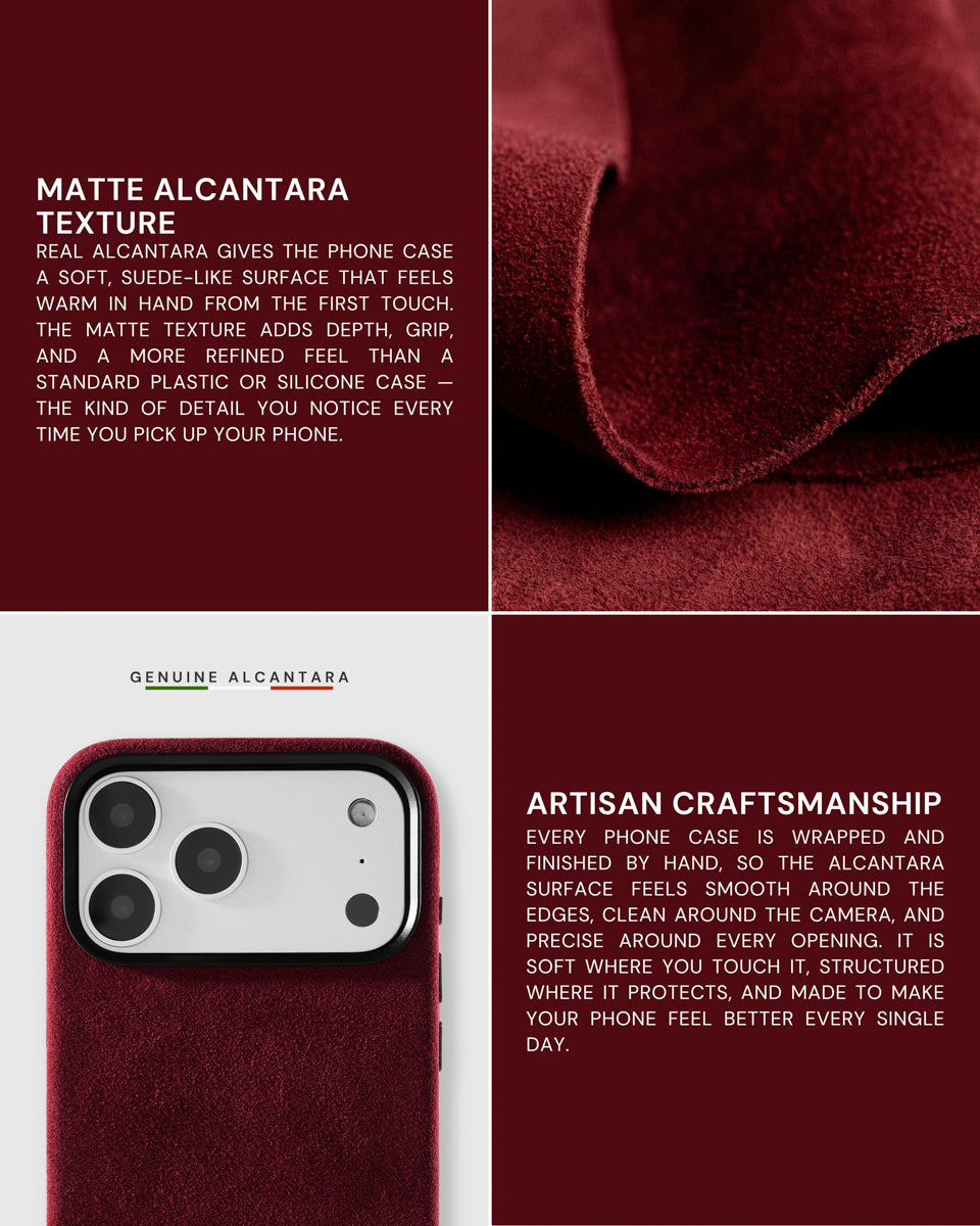 ALCANTARA PHONE CASE — BORDEAUX