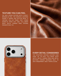 VINTAGE LEATHER NA CASE NG TELEPONO — BROWN