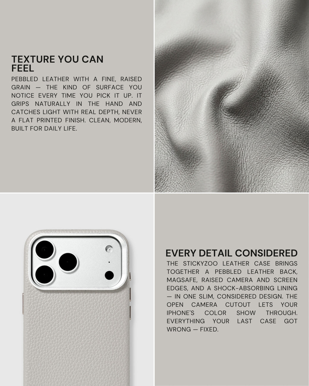 TEXTURED LEATHER CASE — GRAY