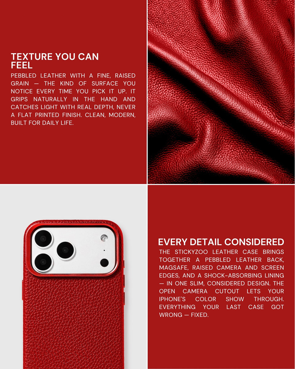 TEXTURED LEATHER CASE — RED