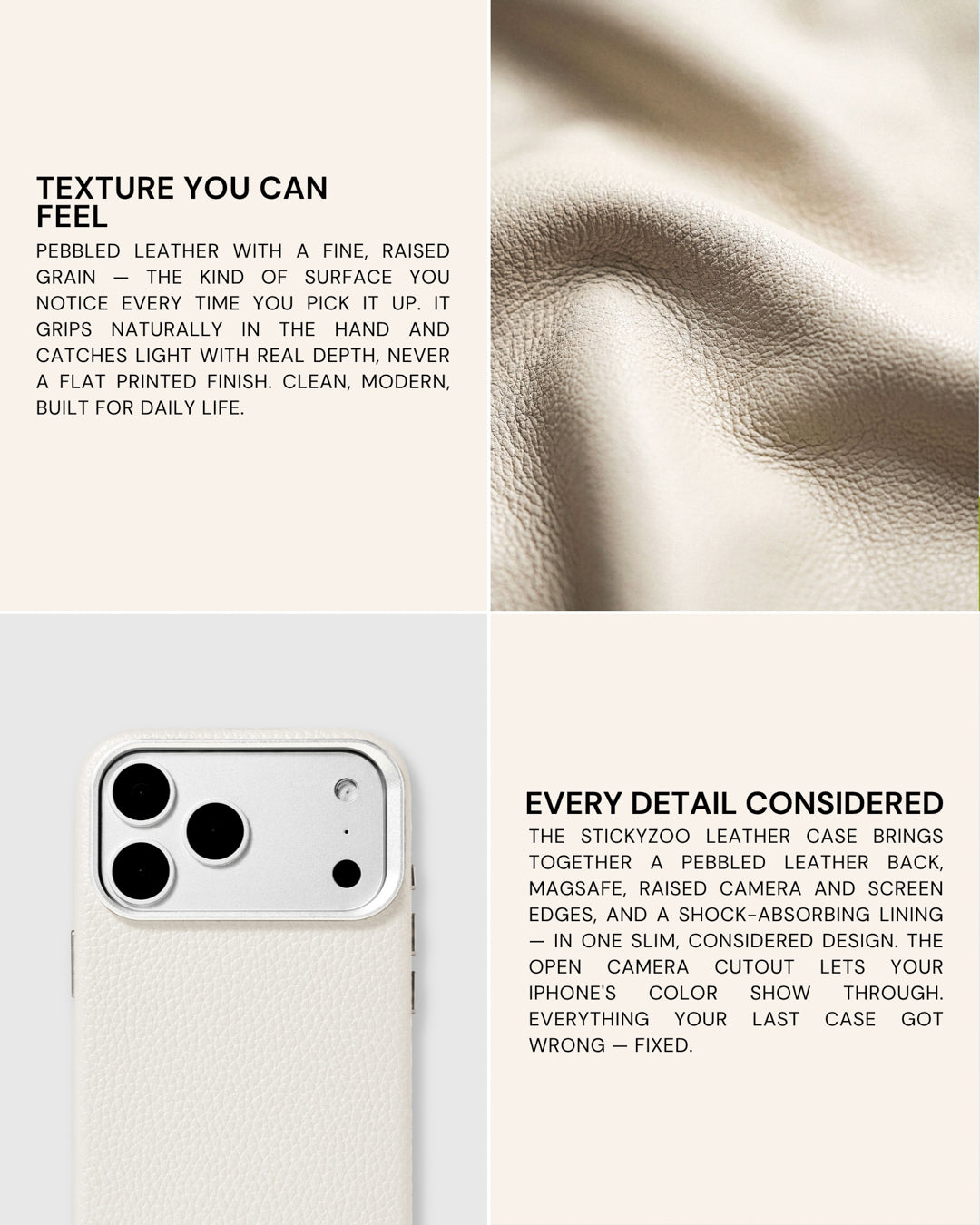 TEXTURED LEATHER CASE — WHITE