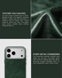 VINTAGE LEATHER PHONE CASE — GREEN