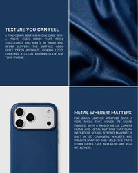 BEZEL LEATHER PHONE CASE — NAVY