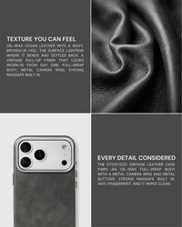 VINTAGE LEATHER NA CASE NG TELEPONO — GREY