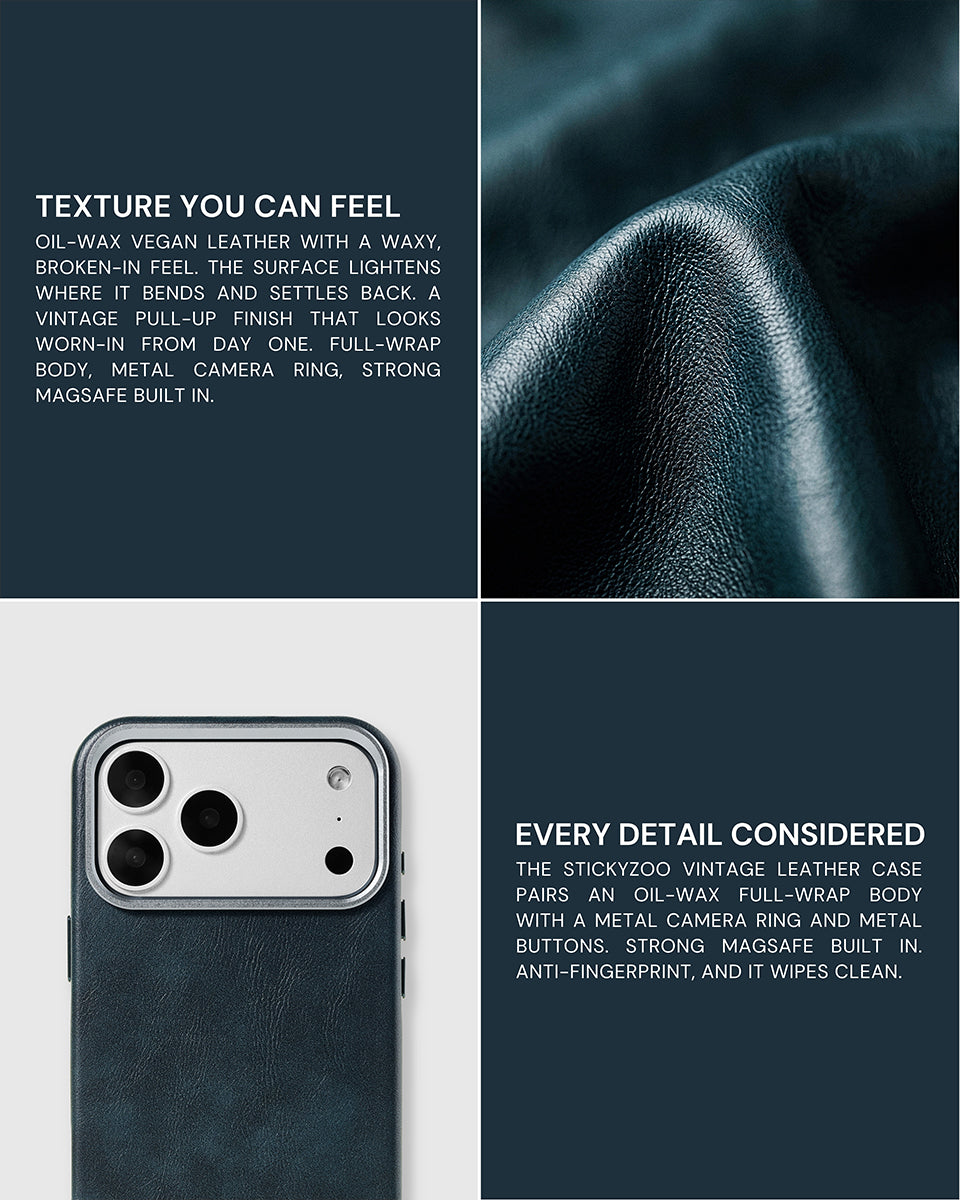 VINTAGE LEATHER NA CASE NG TELEPONO — BLUE