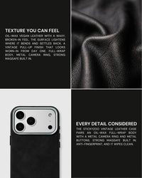 VINTAGE LEATHER NA CASE NG TELEPONO — BLACK