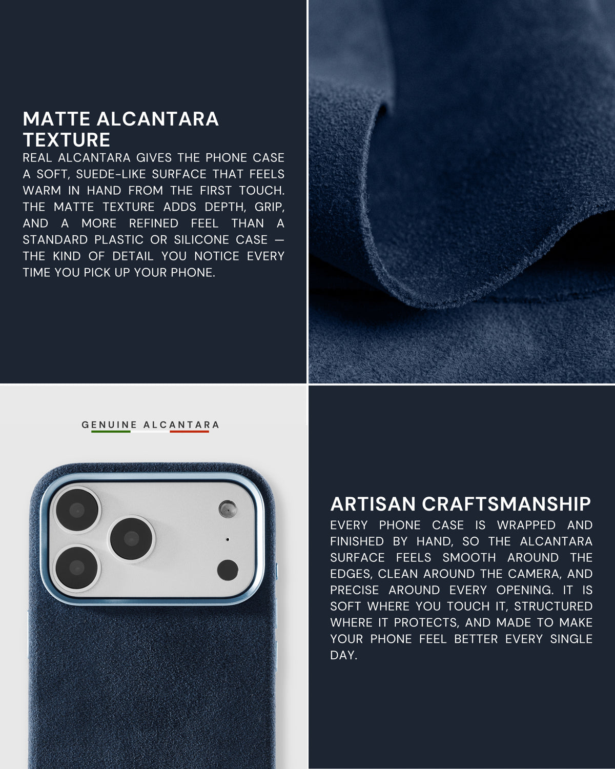 ALCANTARA PHONE CASE — COBALT