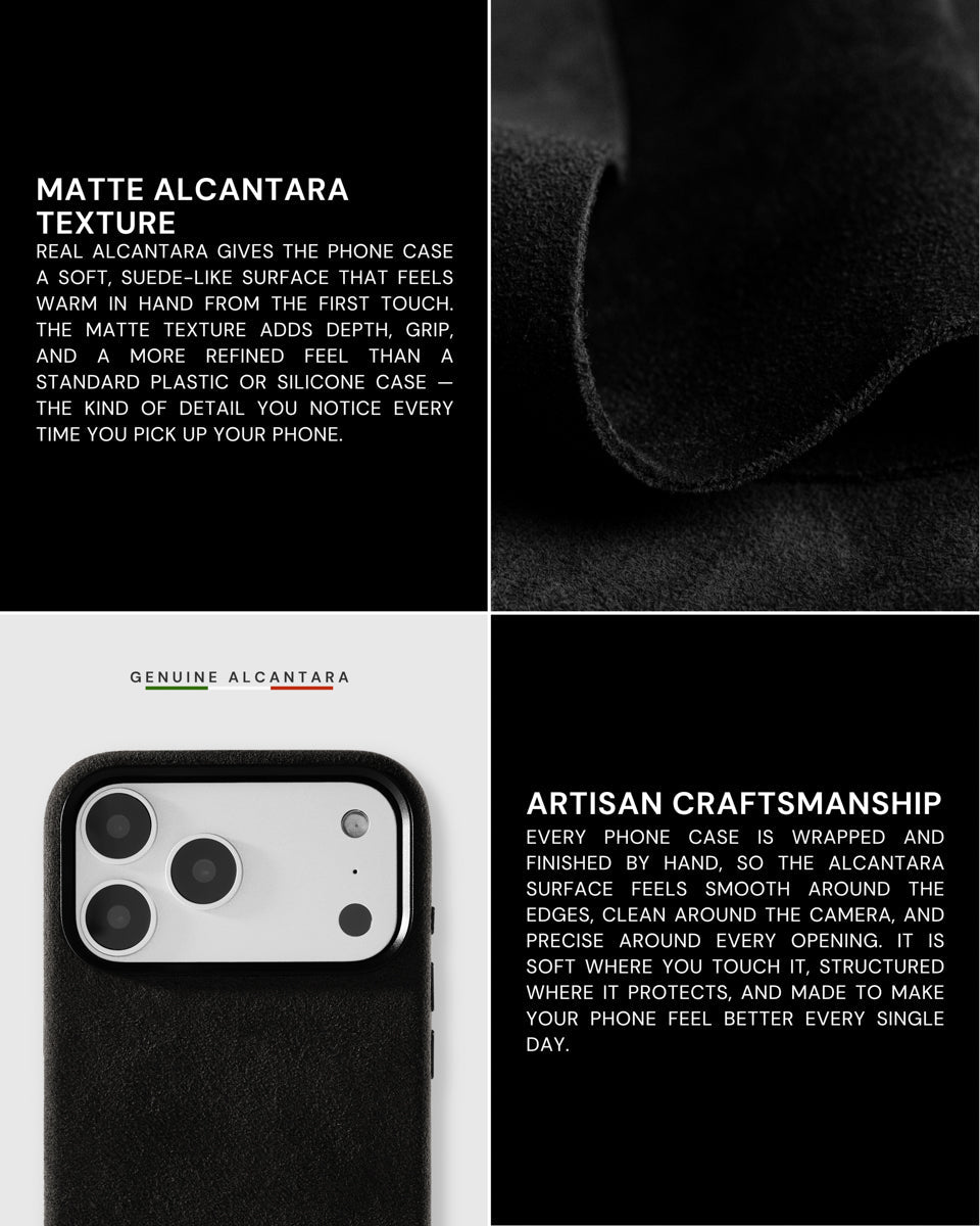 ALCANTARA PHONE CASE — BLACK
