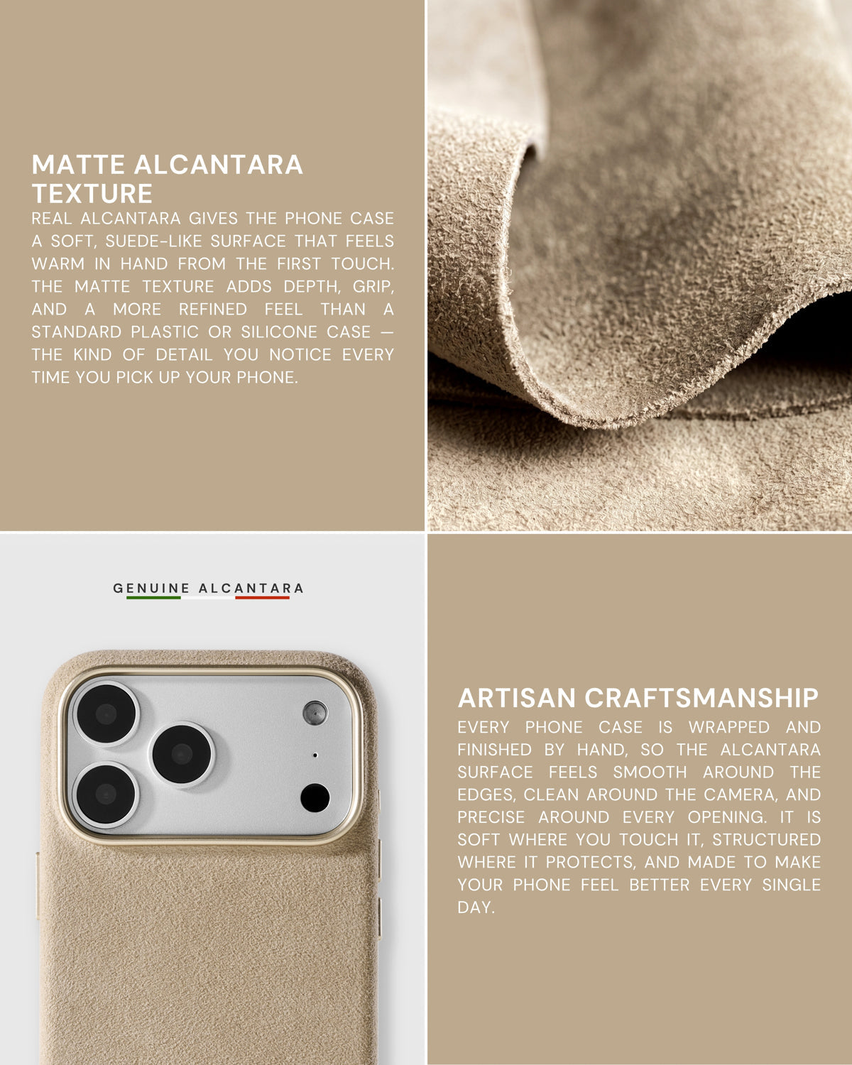ALCANTARA PHONE CASE — SAND