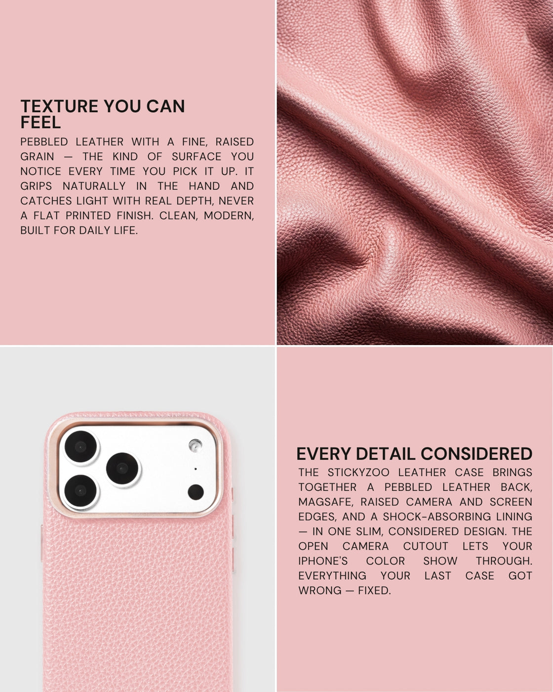TEXTURED LEATHER CASE — PINK